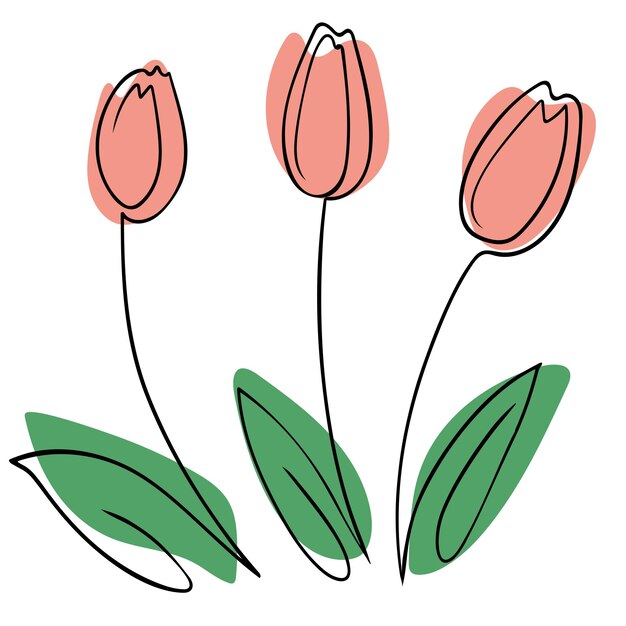 Tulipanes en estilo de arte lineal