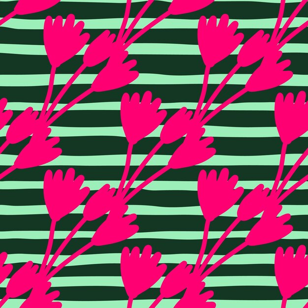 Los tulipanes en flor y los elementos botánicos de colores vibrantes