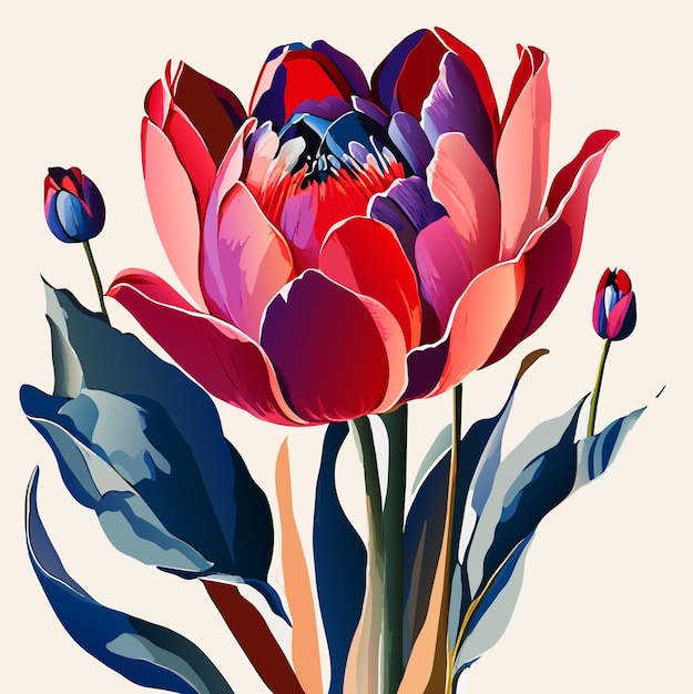 Tulipanes o rosas Ilustración vectorial de flores de colores