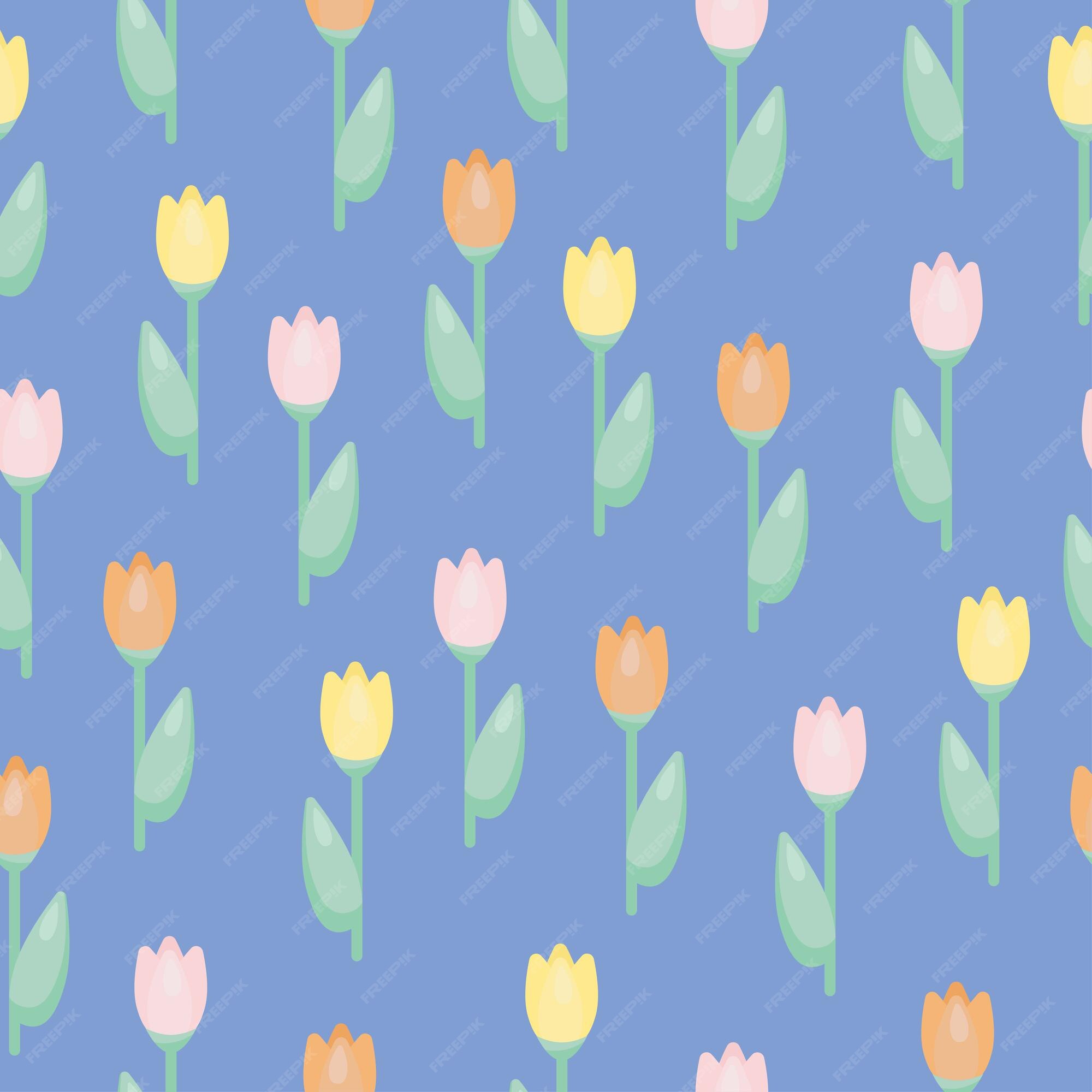 Tulipanes de patrones sin fisuras de vector. textura de decoración floral  botánica. fondos de pantalla de bloqueo | Vector Premium