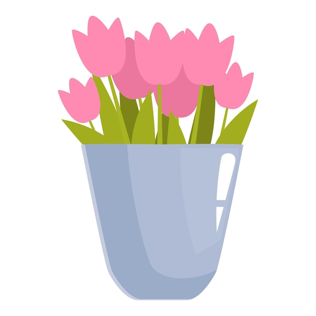 Los tulipanes rosados floreciendo en un jarrón azul