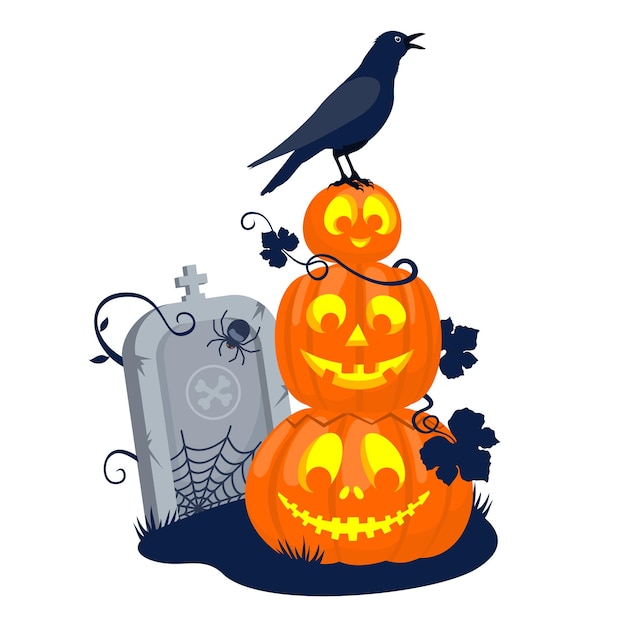 Vector tumba de calabaza de halloween