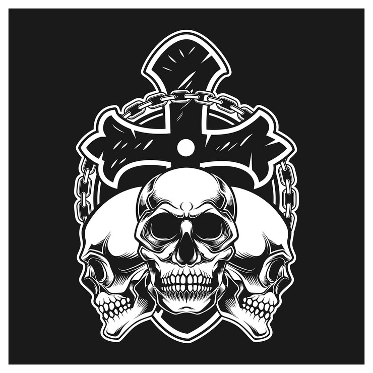 Tumba de calavera y círculo de cadena