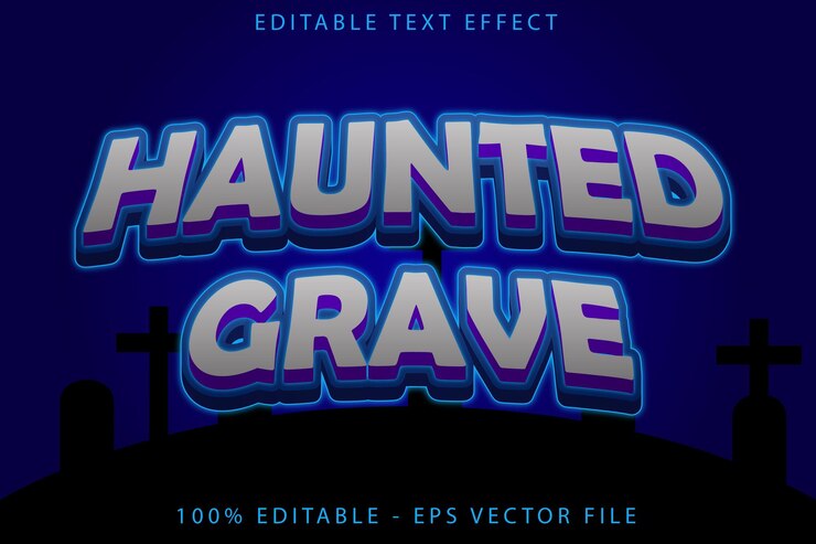 Vector tumba embrujada efecto de texto editable estilo de gradiente plano