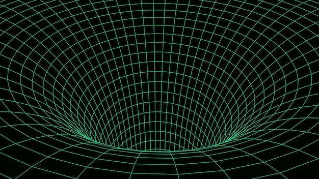 Túnel abstracto de estructura metálica Agujero de gusano científico Rejilla de portal 3D vectorial Embudo de fantasía futurista