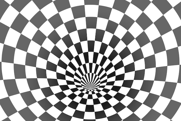 Túnel de agujero de gusano hipnótico ilusión óptica con abstracto en blanco y negro