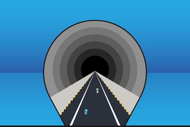 Vector túnel de autopista bajo el agua, ilustración vectorial.