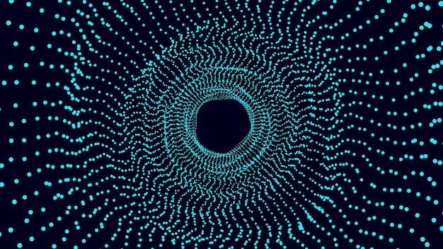 Túnel cibernético que consta de puntos brillantes en movimiento Fondo espacial infinito futurista Concepto de transferencia de datos en el ciberespacio Ilustración de Hitech Ilustración vectorial