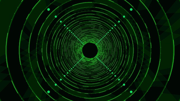 Túnel de estructura metálica abstracta Agujero de gusano vectorial Rejilla de portal 3D Embudo de fantasía futurista