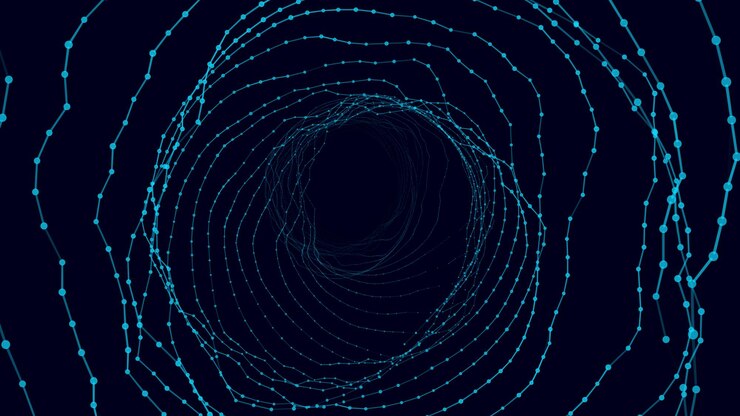 Vector túnel de estructura metálica abstracta agujero de gusano vectorial rejilla de portal 3d embudo de fantasía futurista