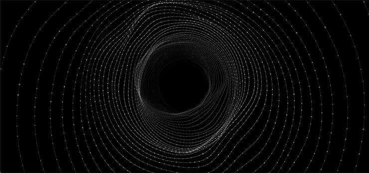 Vector túnel de estructura metálica abstracta agujero de gusano vectorial rejilla de portal 3d embudo de fantasía futurista