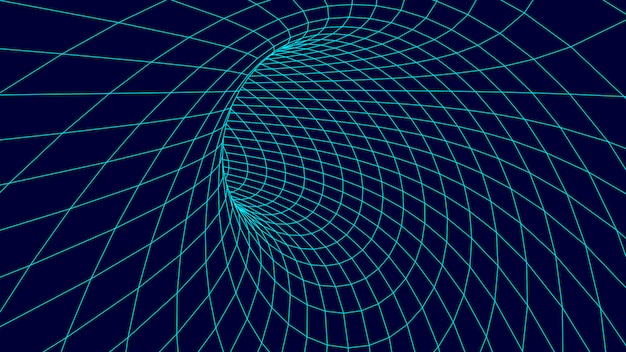 Túnel o agujero de gusano perspectiva futurista malla fondo textura ilustración vectorial