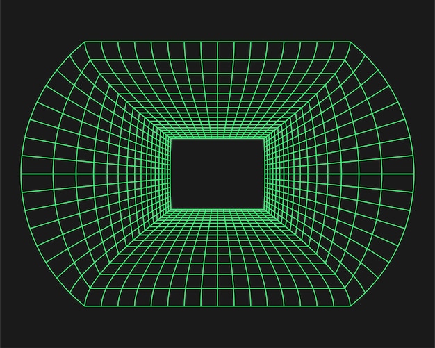 Túnel de perspectiva cyberpunk Geometría cibernética elemento y2k Estilo aislado sobre fondo negro