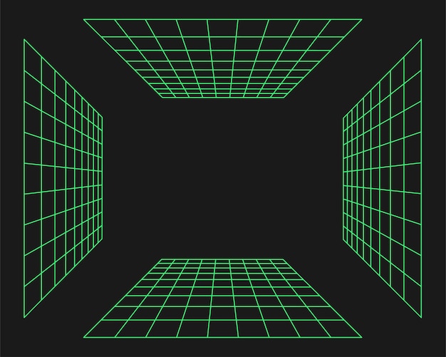 Túnel de perspectiva cyberpunk Geometría cibernética elemento y2k Estilo aislado