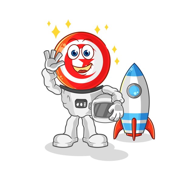 Túnez astronauta agitando personaje de dibujos animados mascota vector