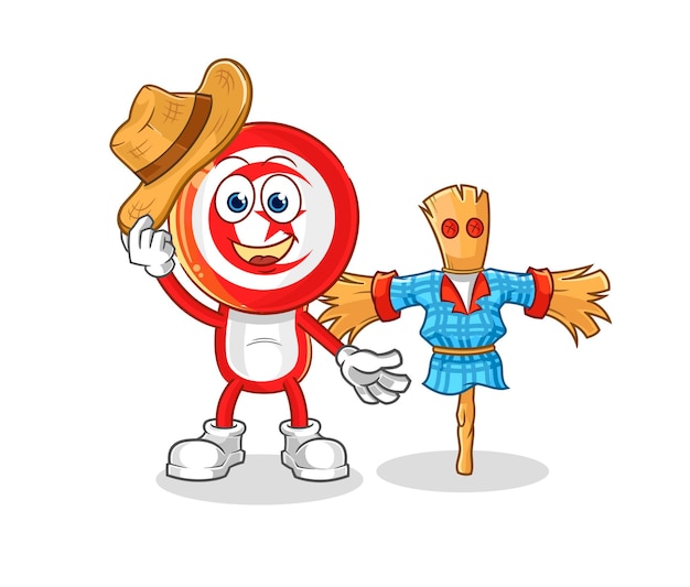 Túnez con vector de personaje de dibujos animados de espantapájaros