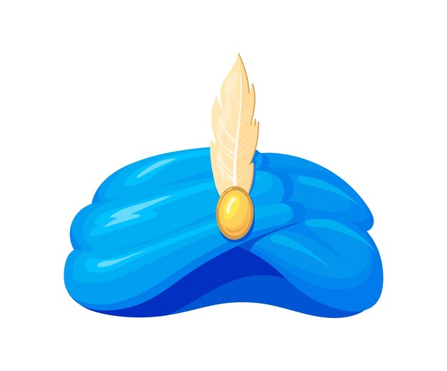 Turbante con pluma. Paño árabe, maharajá indio, ilustración vectorial