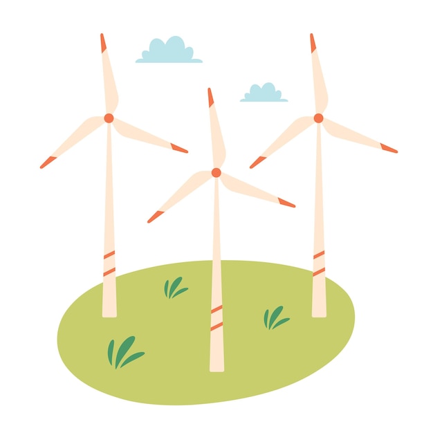 Turbina eólica en campo verde Concepto de energía verde Estación ecológica Energía eólica