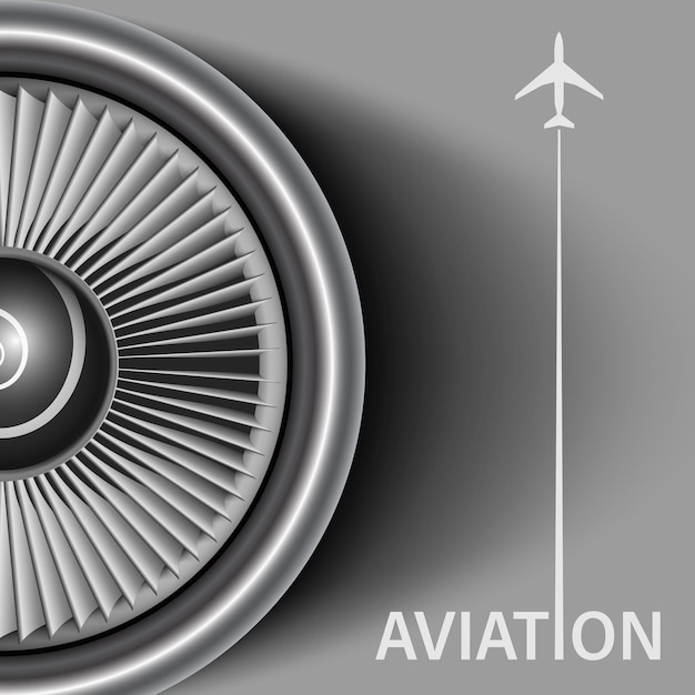 Turbina de motor de avión Ilustración vectorial de una rueda de turbina de motor de avión con palas