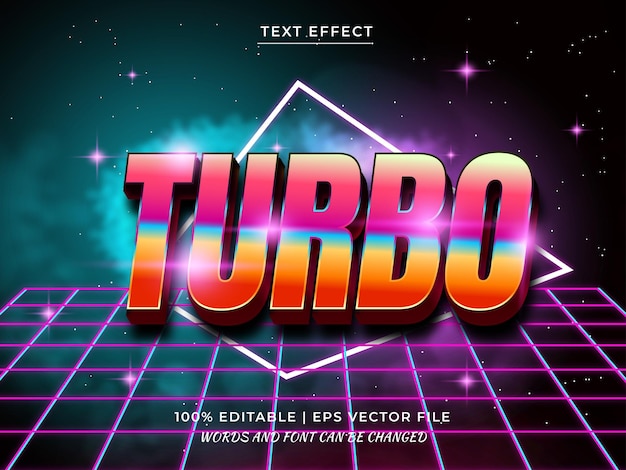 Turbo 3D efecto de texto editable estilo retro