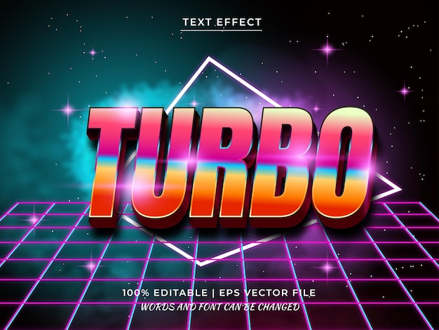 Vector turbo 3d efecto de texto editable estilo retro