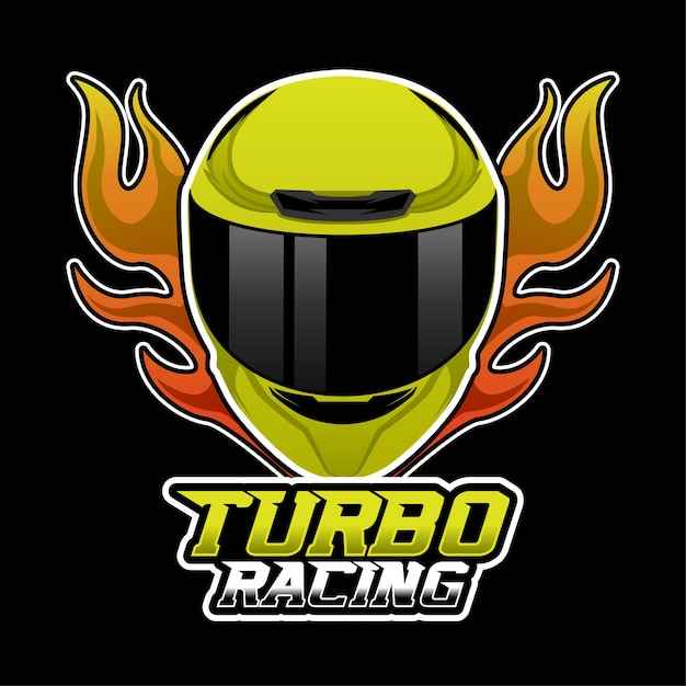 Vector turbo racing yellow flaming motorcycle helmet vector fresco para pegatinas y tatuajes