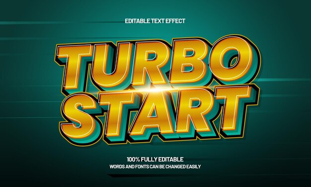 turbo start efecto de texto editable con un estilo de texto rápido y rápido