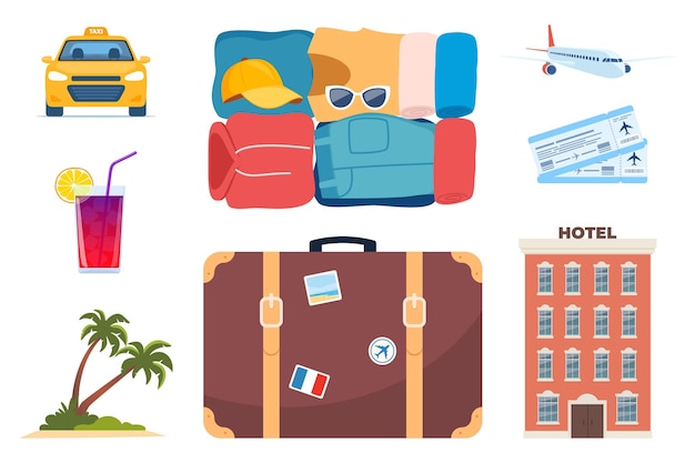 Turismo de aventura viajes al extranjero vacaciones de verano viaje elementos de diseño decorativo