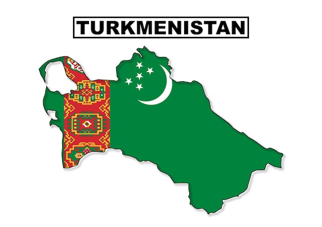 Turkmenistán bandera mapa en vector