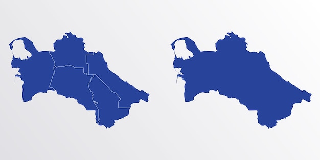 Turkmenistán mapa vector ilustración color azul sobre fondo blanco
