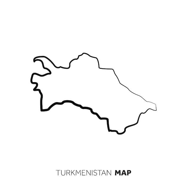 Turkmenistán vector país mapa contorno línea negra sobre fondo blanco