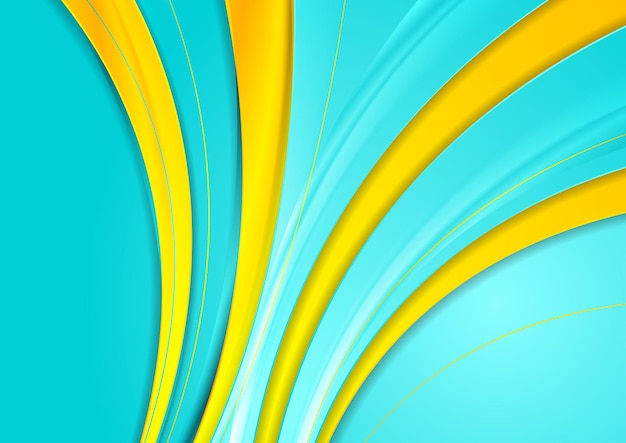 Turquesa y amarillo ondas suaves fondo abstracto
