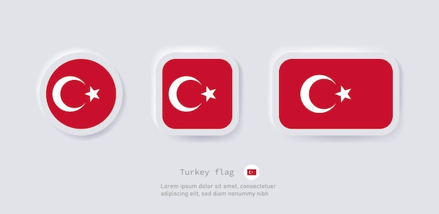 Turquía bandera icono país asiático banderas nacionales para países de asia botones de idioma de neumorfismo