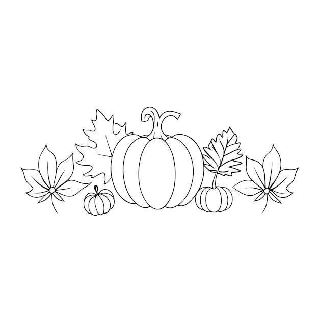 Turquía gracias dando elementos de línea de arte con calabaza