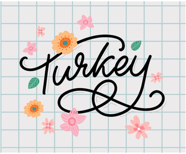 Turquía letras nombre escrito a mano del país plantilla de diseño vectorial