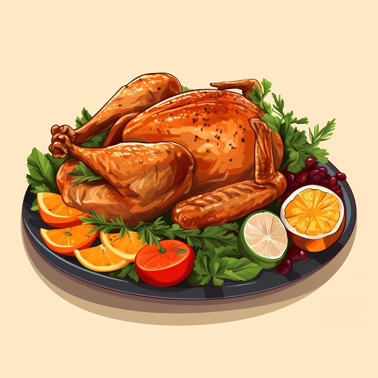 Vector turquía en el plato.