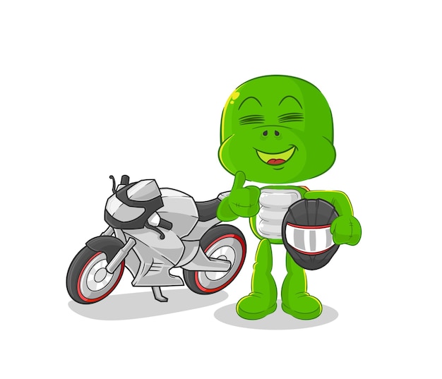 Turtle racer personaje de dibujos animados mascota vector