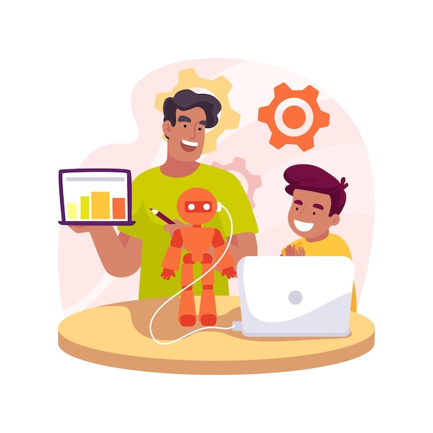 Tutor de informática aislado ilustración vectorial de dibujos animados