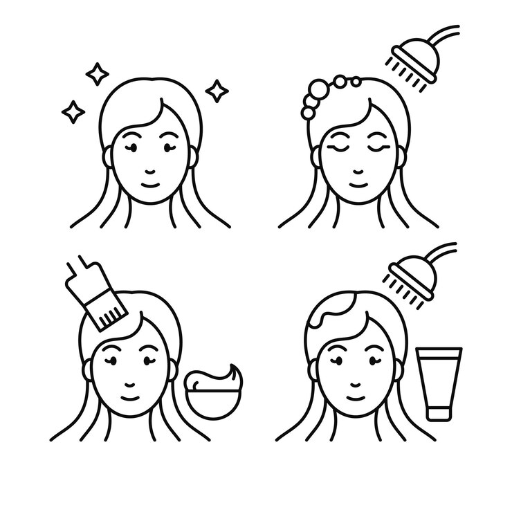 Vector tutoriales de teñido de cabello diy