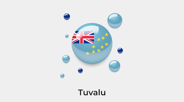 Tuvalu bandera brillante burbujas icono vector ilustración