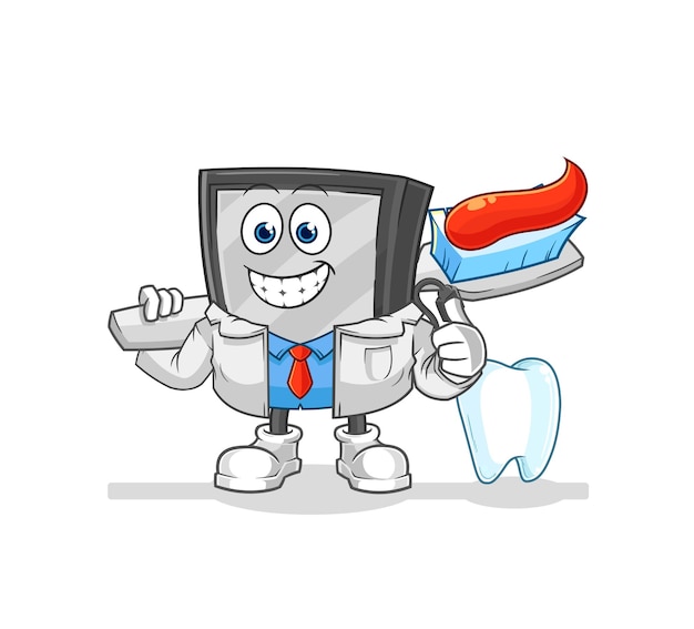 Tv dentista ilustración vector de caracteres