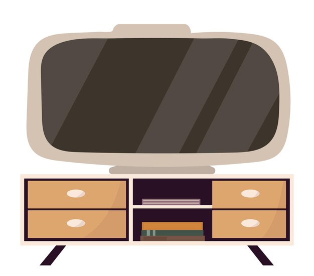 tv de estilo plano en vector de mesita de noche