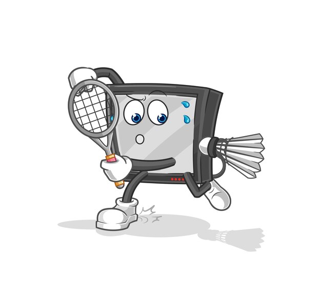 Tv jugando vector de caracteres de ilustración de bádminton