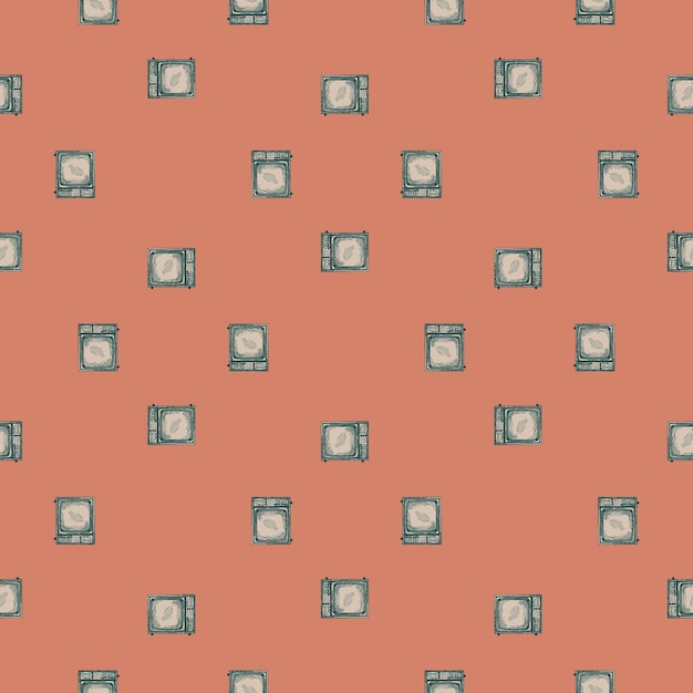TV retro grabado de patrones sin fisuras Televisión vintage en estilo dibujado a mano