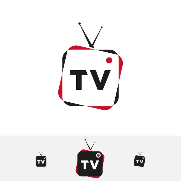 Tv televisión medios electrónicos logo icono vector plantilla