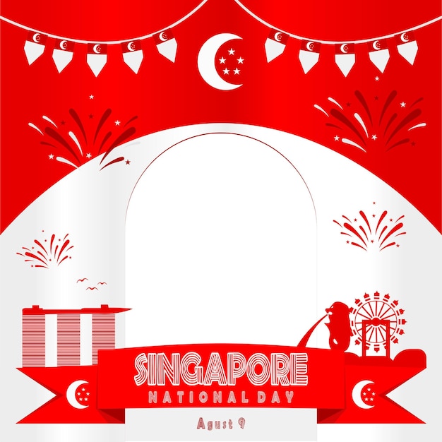 Vector twibbon en forma de puerta con un tema de singapur