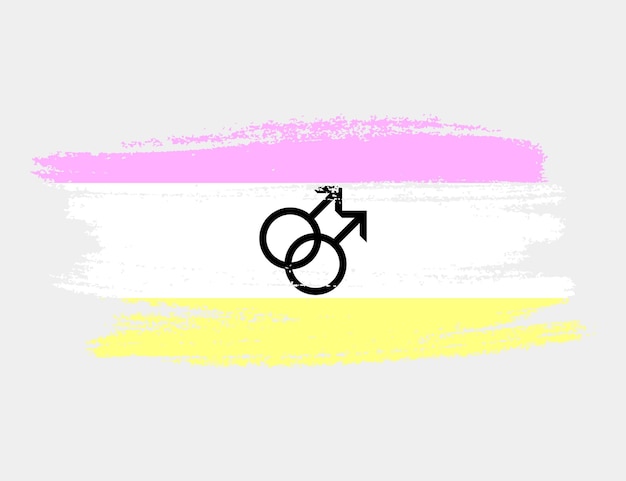 Vector twink pride flag pintado con pincel sobre fondo blanco concepto de derechos lgbt cartel moderno de los desfiles del orgullo ilustración vectorial