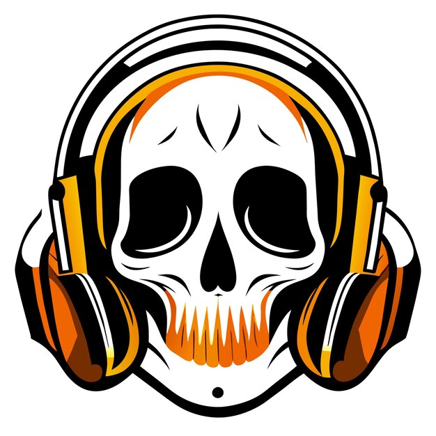 Vector twitch skull sport gaming auriculares dibujados a mano planos estilosos pegatinas de dibujos animados icono concepto aislado