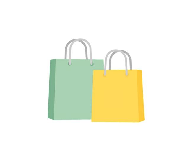 Two Colorful Shopping Bags Isolated on White
