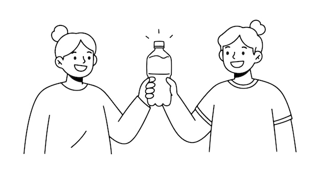 two people holding a water bottle an illustration isolated on a white background usable on websites and apps